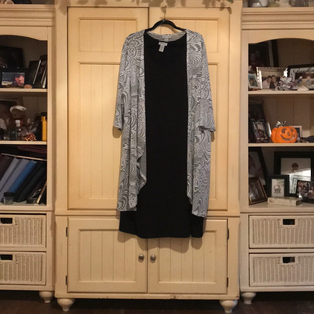 Beautiful black dress with gray jacket